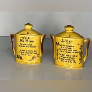 Vintage My House ceramic brown Teapot Salt and Pepper Shakers
